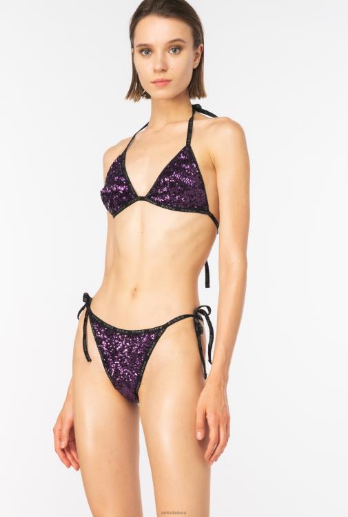 maudymosi kostiumėliai | DH06P947 pilnai blizgintos bikinio kelnaitės Pinko intensyvi violetinė