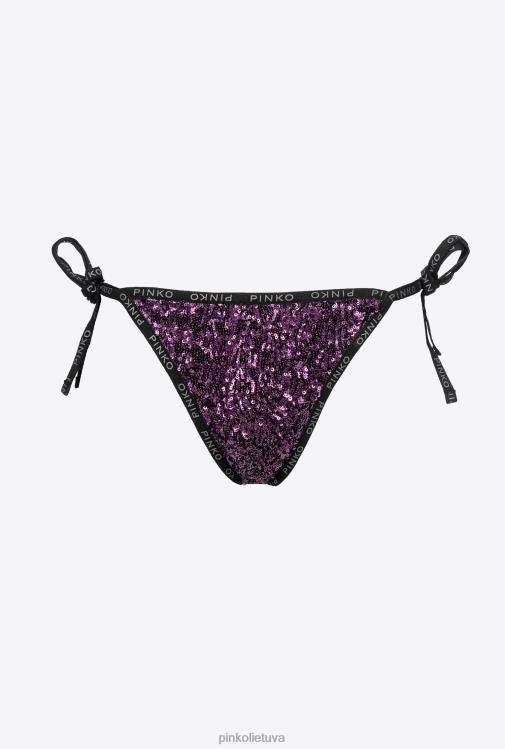 maudymosi kostiumėliai | DH06P947 pilnai blizgintos bikinio kelnaitės Pinko intensyvi violetinė