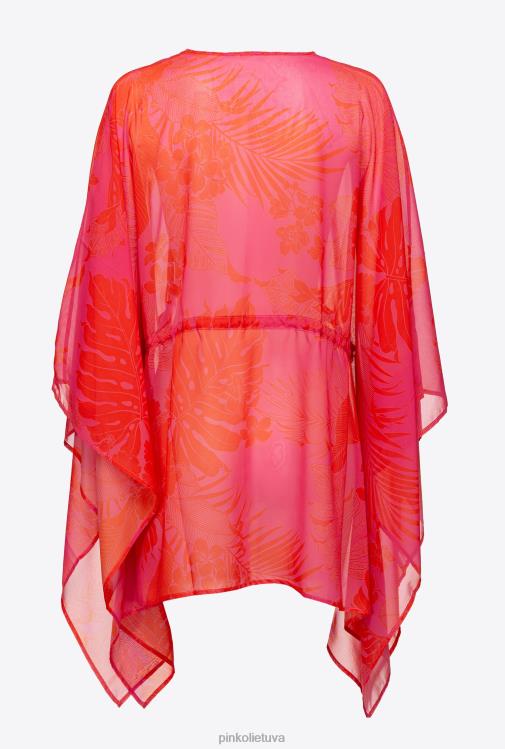 maudymosi kostiumėliai | DH06P954 gėlių rašto kaftanas Pinko mult.rožinė/oranžinė