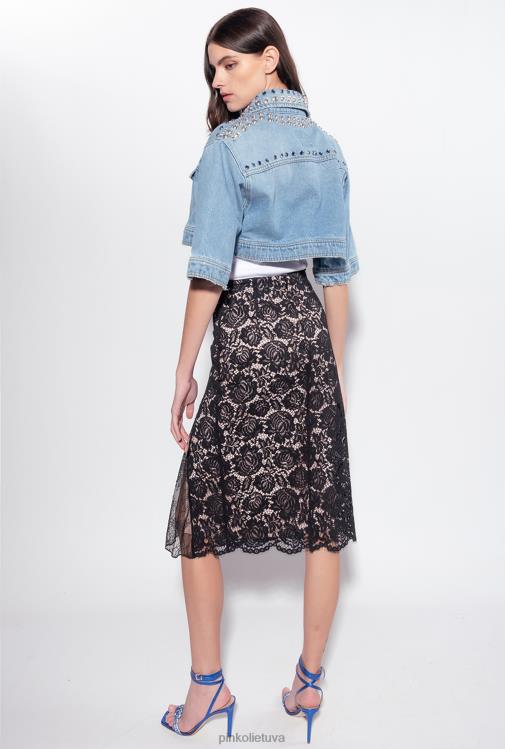 ilgi sijonai | DH06P813 ilgas nėriniuotas sijonas Pinko limuzinas juodas