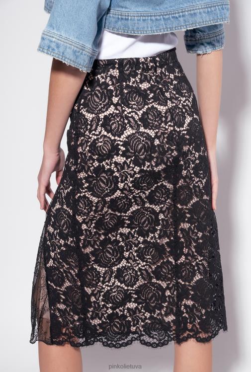 ilgi sijonai | DH06P813 ilgas nėriniuotas sijonas Pinko limuzinas juodas