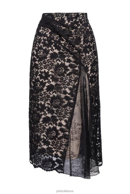 ilgi sijonai | DH06P813 ilgas nėriniuotas sijonas Pinko limuzinas juodas