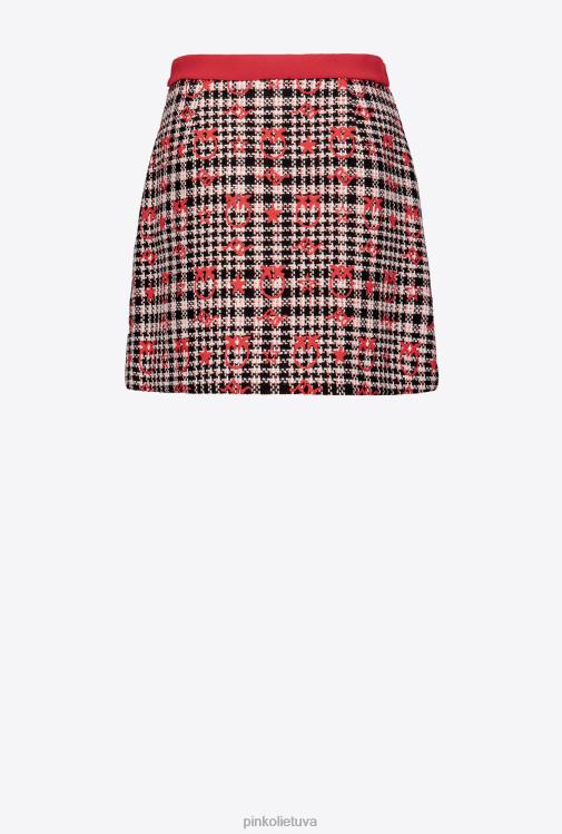 mini sijonai | DH06P794 love birds žakardo mini sijonas Pinko juoda/balta/raudona