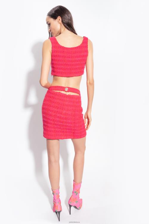 mini sijonai | DH06P796 raštuotas tvido mini sijonas Pinko multi fuksija/raudona