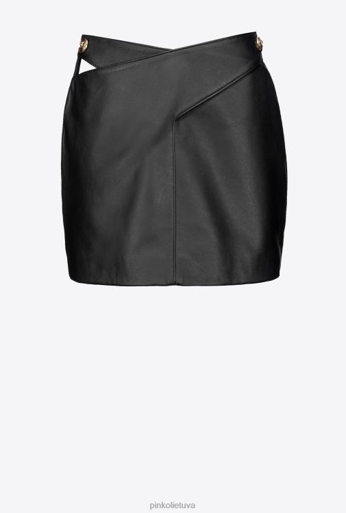 mini sijonai | DH06P820 Nappa odos mini sijonas Pinko limuzinas juodas