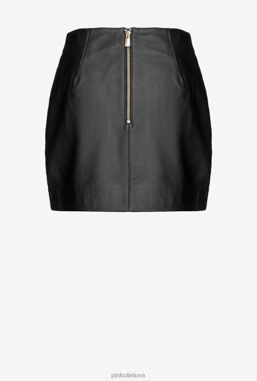 mini sijonai | DH06P820 Nappa odos mini sijonas Pinko limuzinas juodas