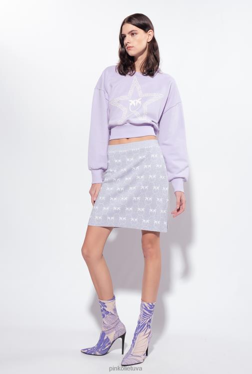 mini sijonai | DH06P823 monograma lurex mini sijonas Pinko alyvinė/balta