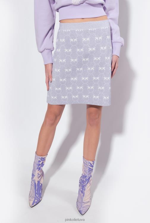 mini sijonai | DH06P823 monograma lurex mini sijonas Pinko alyvinė/balta