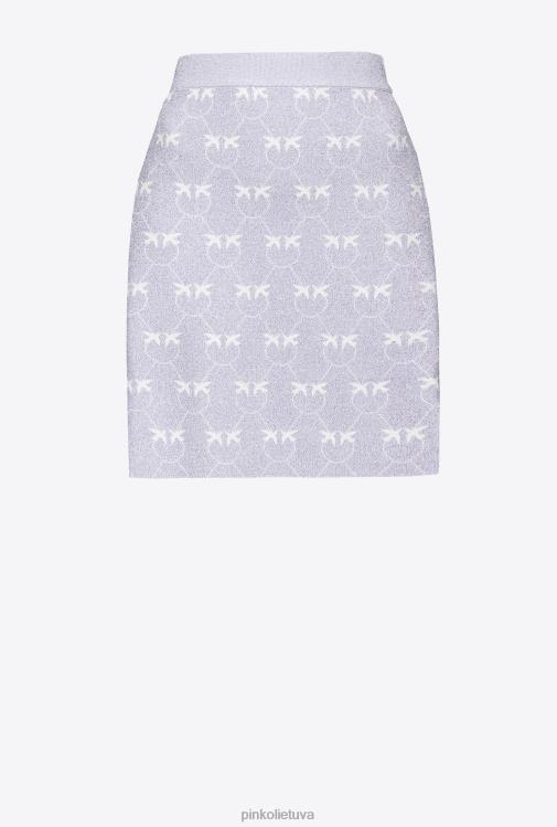 mini sijonai | DH06P823 monograma lurex mini sijonas Pinko alyvinė/balta