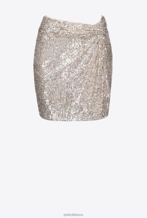 mini sijonai | DH06P901 mini sijonas su blizgučiais Pinko metalinis sidabras
