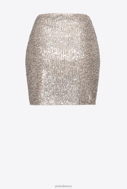 mini sijonai | DH06P901 mini sijonas su blizgučiais Pinko metalinis sidabras