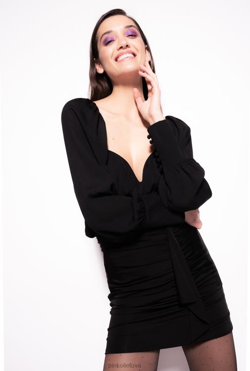 mini sijonai | DH06P909 mini sijonas su surinkimu Pinko limuzinas juodas