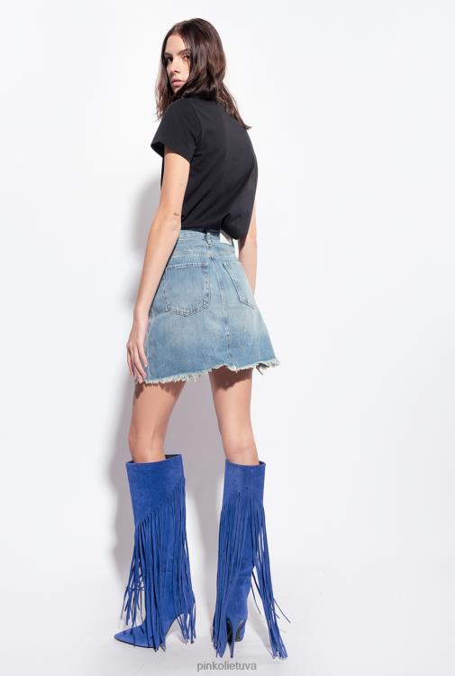 mini sijonai | DH06P915 džinsinis mini sijonas su suvarstoma detale Pinko vidutinio derliaus plovimas