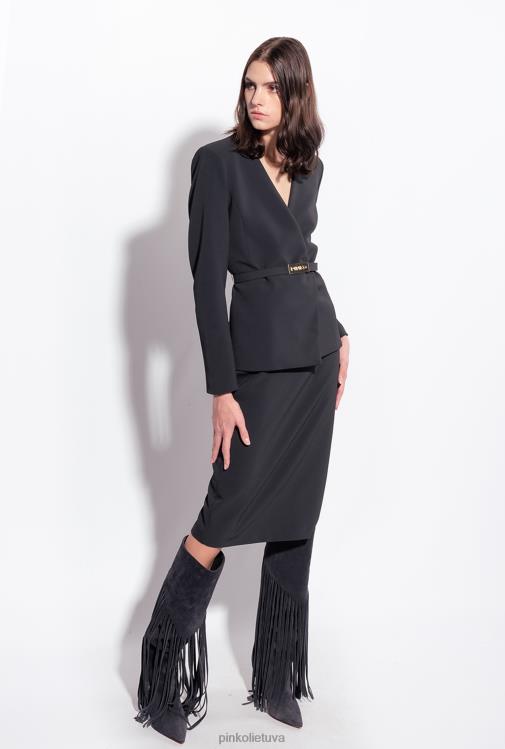 vidutinio blauzdos ilgio sijonai | DH06P800 midi sijonas su skeltuku Pinko limuzinas juodas