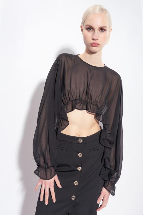 vidutinio blauzdos ilgio sijonai | DH06P806 susagstytas sijonas iki blauzdos Pinko limuzinas juodas