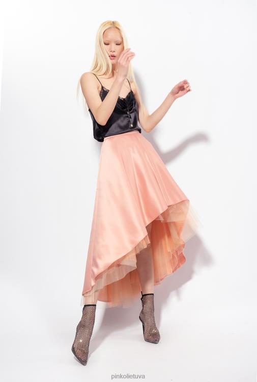 vidutinio blauzdos ilgio sijonai | DH06P814 hercogienės maksi sijonas su tiulio audiniu Pinko kameja rožė