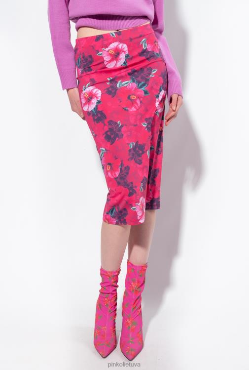 vidutinio blauzdos ilgio sijonai | DH06P821 Hibiscus rašto sijonas iki blauzdos Pinko keli. fuksija/rožinė