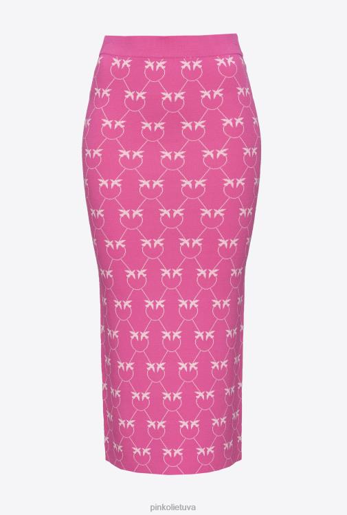 vidutinio blauzdos ilgio sijonai | DH06P824 monograminis žakardo sijonas iki blauzdos Pinko fuksija/rožinė