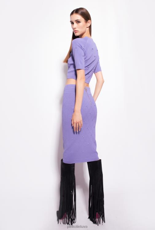 vidutinio blauzdos ilgio sijonai | DH06P828 žakardo meilės paukščių sijonas Pinko daugiaspalvis - juoda/balta