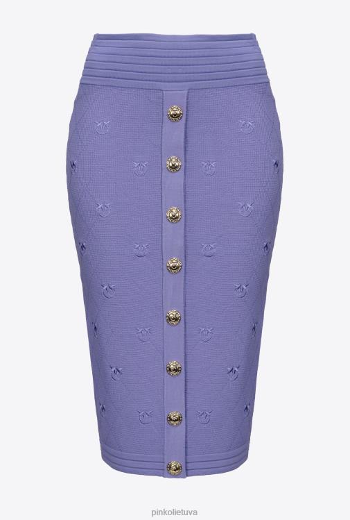 vidutinio blauzdos ilgio sijonai | DH06P828 žakardo meilės paukščių sijonas Pinko daugiaspalvis - juoda/balta