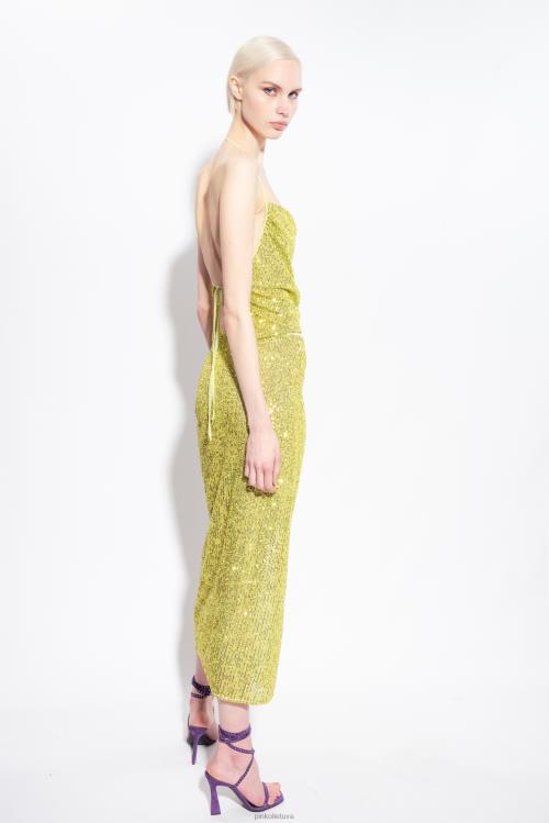 vidutinio blauzdos ilgio sijonai | DH06P903 blizgus midi sijonas Pinko žalia - solfatara