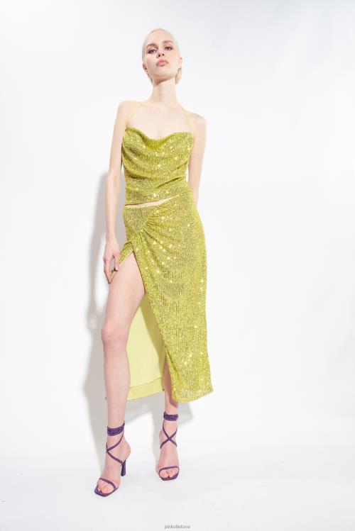 vidutinio blauzdos ilgio sijonai | DH06P903 blizgus midi sijonas Pinko žalia - solfatara