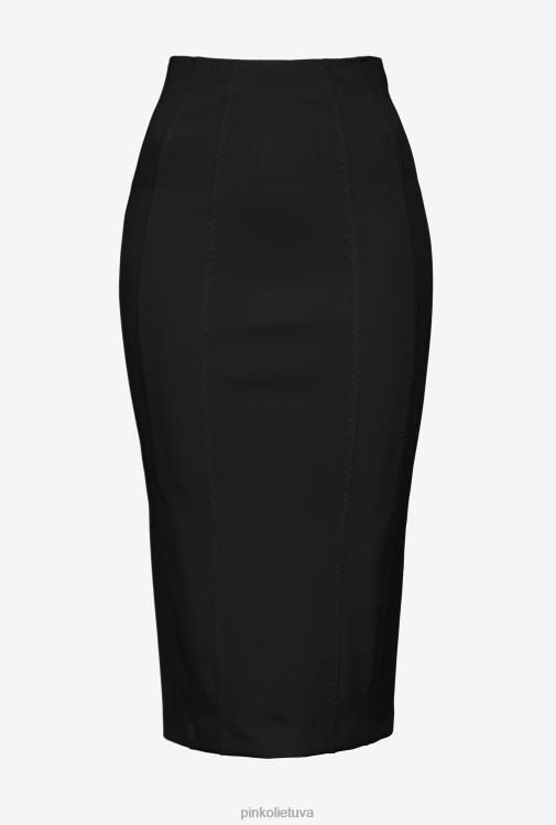 vidutinio blauzdos ilgio sijonai | DH06P906 sijonas iki blauzdos su skeltuku Pinko limuzinas juodas