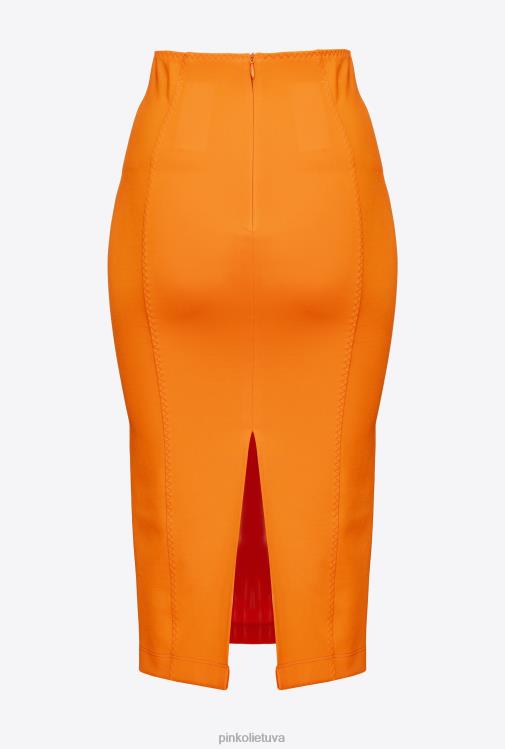 vidutinio blauzdos ilgio sijonai | DH06P907 sijonas iki blauzdos su skeltuku Pinko ryškiai oranžinė