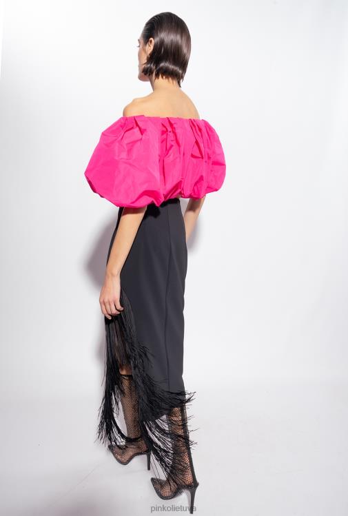 vidutinio blauzdos ilgio sijonai | DH06P910 sijonas iki blauzdos su kutais šonuose Pinko limuzinas juodas