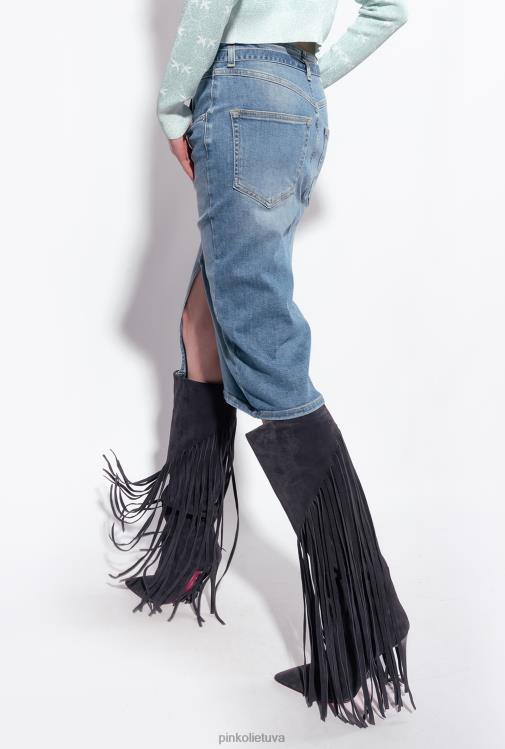 vidutinio blauzdos ilgio sijonai | DH06P914 džinsinis midi sijonas su dirželiu Pinko lengvas plovimas