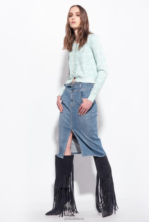 vidutinio blauzdos ilgio sijonai | DH06P914 džinsinis midi sijonas su dirželiu Pinko lengvas plovimas