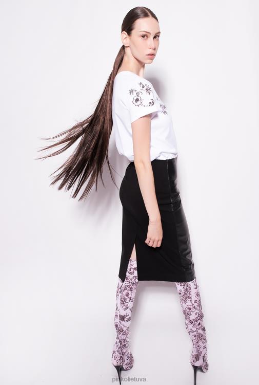 vidutinio blauzdos ilgio sijonai | DH06P916 dviejų medžiagų sijonas iki blauzdos Pinko limuzinas juodas