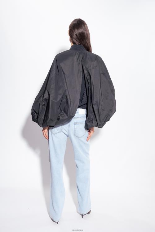 laisvalaikio švarkai | DH06P382 taftos gūžčiojimas pečiais su balioninėmis rankovėmis Pinko limuzinas juodas