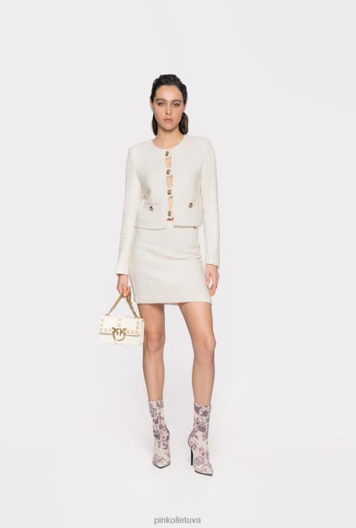 laisvalaikio švarkai | DH06P613 trumpas raštuotas tvido švarkas Pinko rožinis dūmas baltas