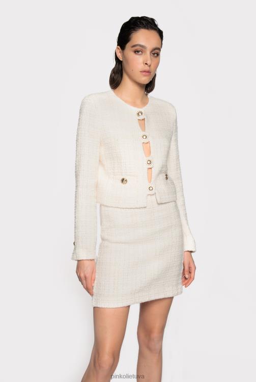 laisvalaikio švarkai | DH06P613 trumpas raštuotas tvido švarkas Pinko rožinis dūmas baltas