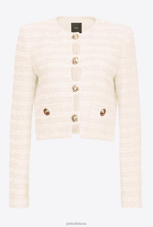 laisvalaikio švarkai | DH06P613 trumpas raštuotas tvido švarkas Pinko rožinis dūmas baltas