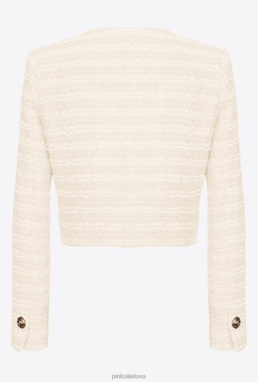 laisvalaikio švarkai | DH06P613 trumpas raštuotas tvido švarkas Pinko rožinis dūmas baltas