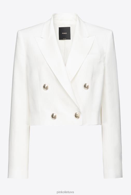 laisvalaikio švarkai | DH06P615 striukė iš viskozės ir lino Pinko šilko baltumo