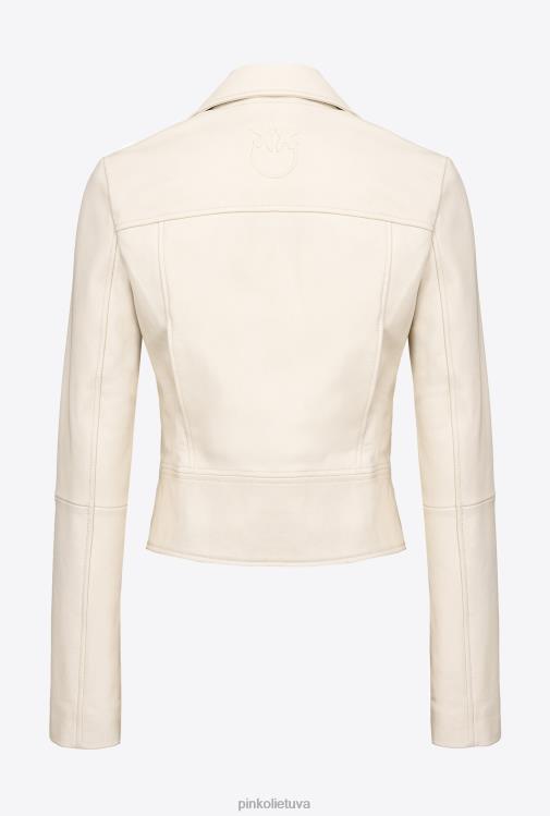 laisvalaikio švarkai | DH06P832 Nappa odinė dviratininko striukė Pinko rožinis dūmas baltas