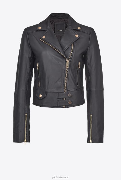 laisvalaikio švarkai | DH06P833 Nappa odinė dviratininko striukė Pinko limuzinas juodas