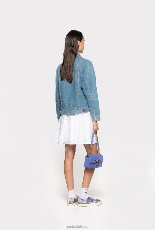 laisvalaikio švarkai | DH06P836 džinsinė striukė su logotipu Pinko balta/tamsiai mėlyna