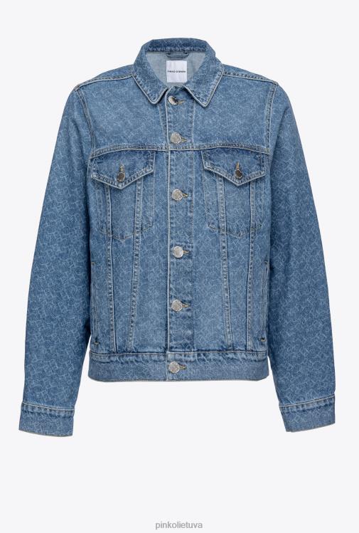 laisvalaikio švarkai | DH06P836 džinsinė striukė su logotipu Pinko balta/tamsiai mėlyna