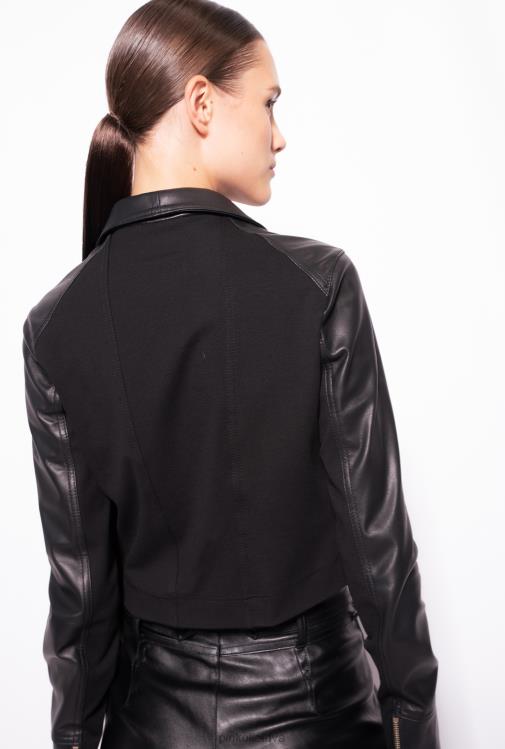 laisvalaikio švarkai | DH06P840 dviejų audinių baikerių striukė Pinko limuzinas juodas