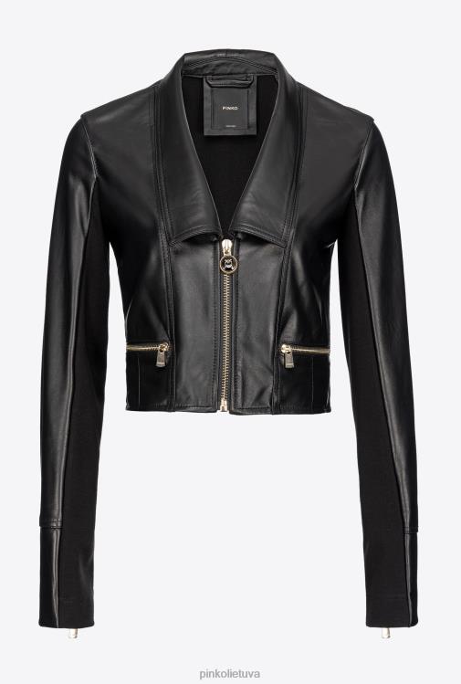 laisvalaikio švarkai | DH06P840 dviejų audinių baikerių striukė Pinko limuzinas juodas