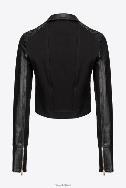 laisvalaikio švarkai | DH06P840 dviejų audinių baikerių striukė Pinko limuzinas juodas