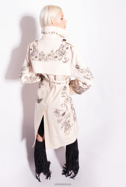 paltai | DH06P830 paltas su tatuiruotėmis Pinko sviestas/juodas