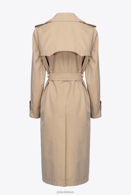 paltai | DH06P831 paltas su meilės paukščių sagtimi Pinko safari smėlio spalvos