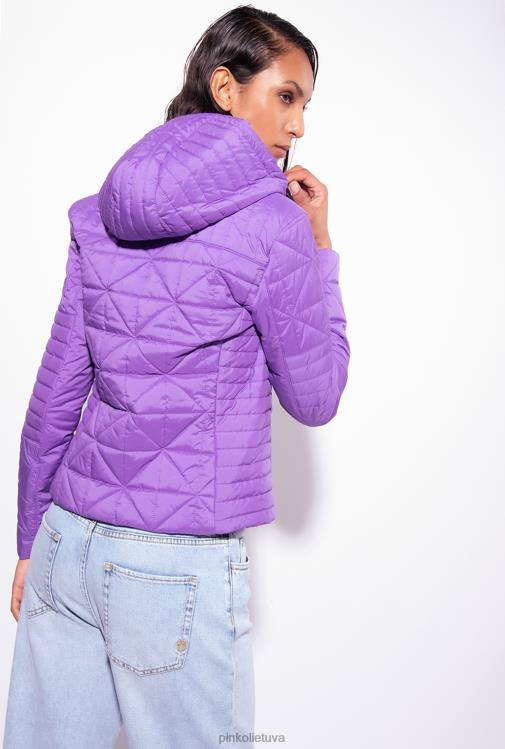 paltai | DH06P843 lengva pūkinė striukė su logotipu Pinko levandų alyvinė