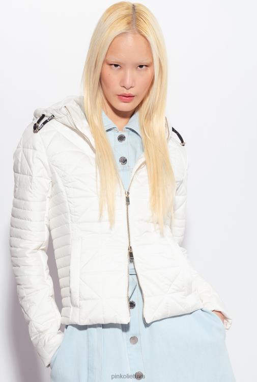 paltai | DH06P844 lengva pūkinė striukė su logotipu Pinko šilko baltumo