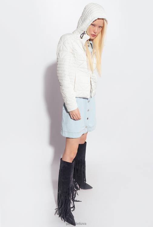 paltai | DH06P844 lengva pūkinė striukė su logotipu Pinko šilko baltumo